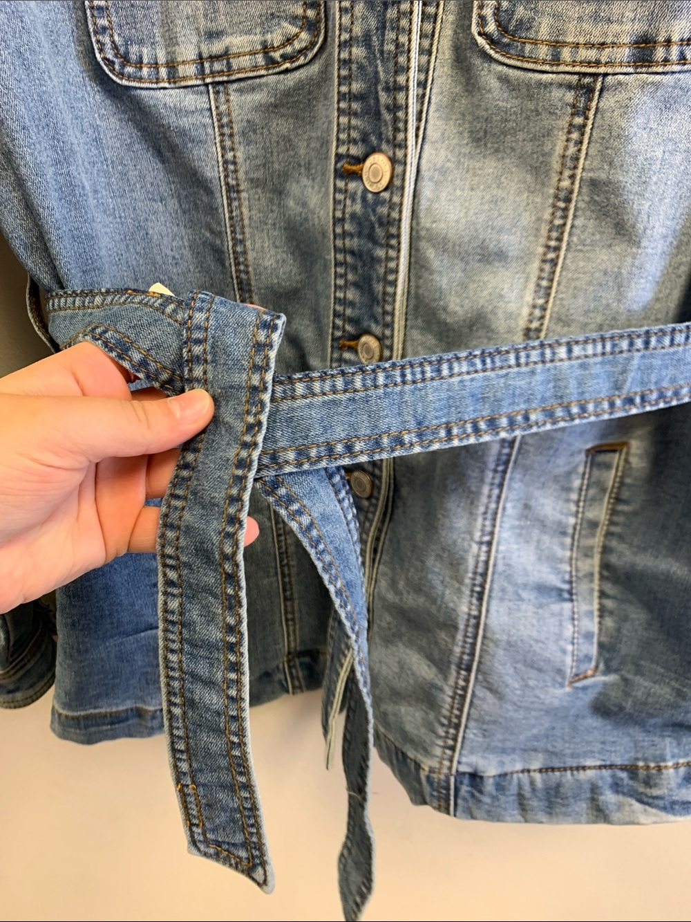 Maurices Light Blue Denim Jacket with Waist Belt - Picture 4 of 5